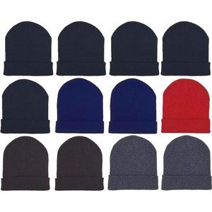 12 Pack Winter Beanie Hats for Men Women, Warm Cozy Knitted Cuffed Skull Cap